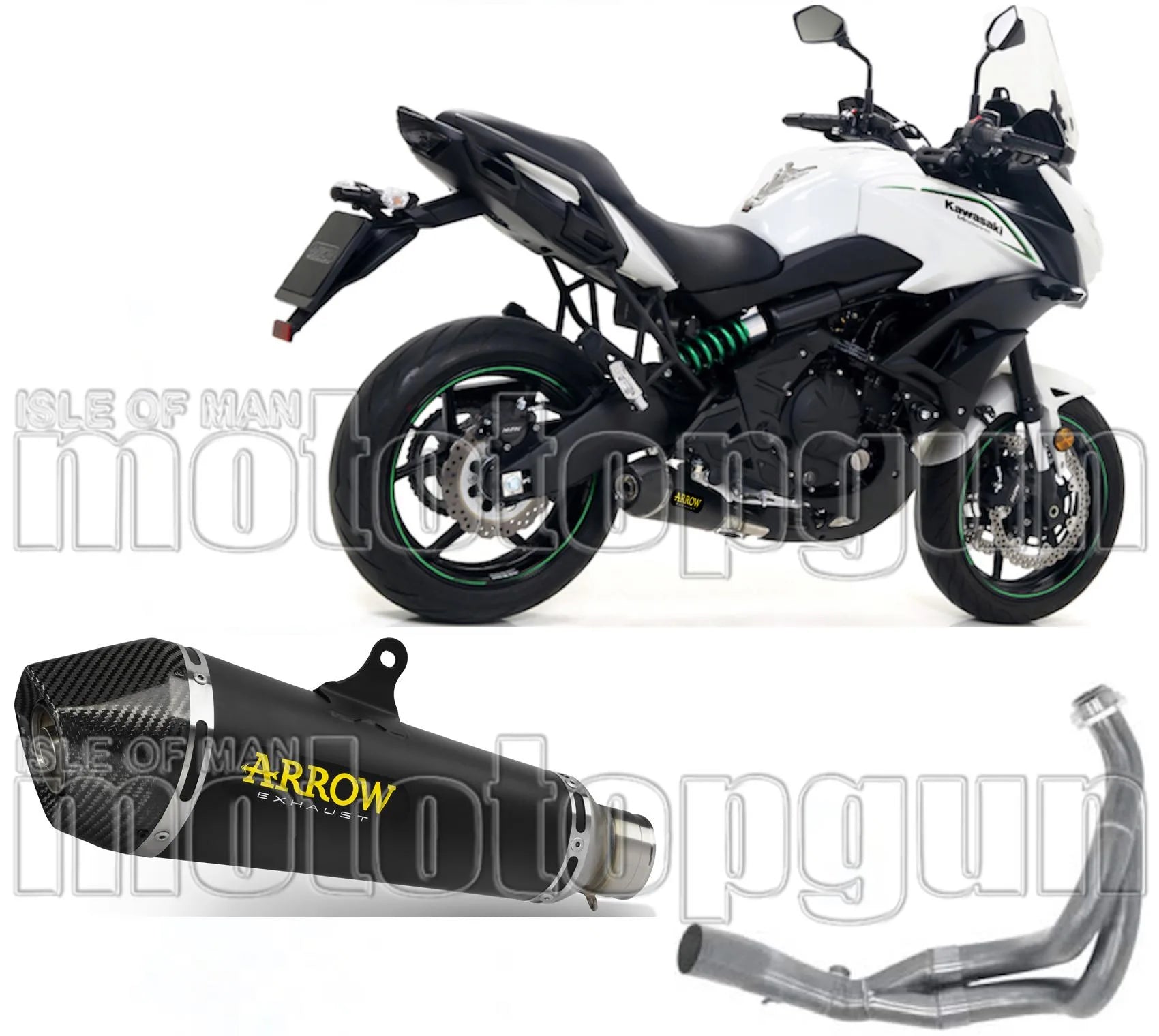 Complete Catalytic Exhaust System With Sound Certification X-Kone Black Nichrom Carbon - Arrow Special Parts Compatible With Kawasaki Versys 650 (2017-2022)