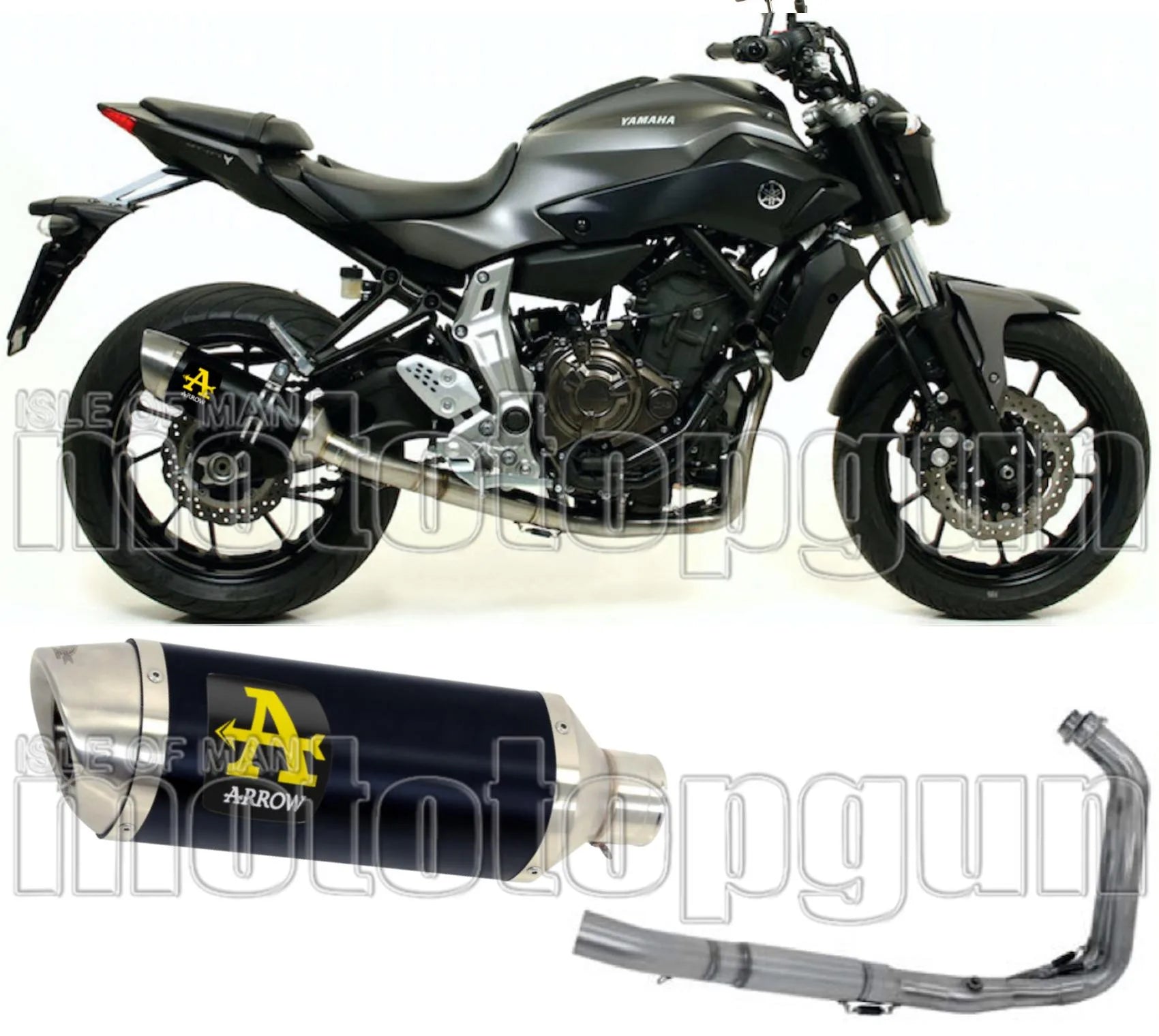 Complete Catalytic Exhaust System With Sound Certification Thunder Black Aluminium Stainless Steel - Arrow Special Parts Compatible With Yamaha Tracer 700 (2020)
