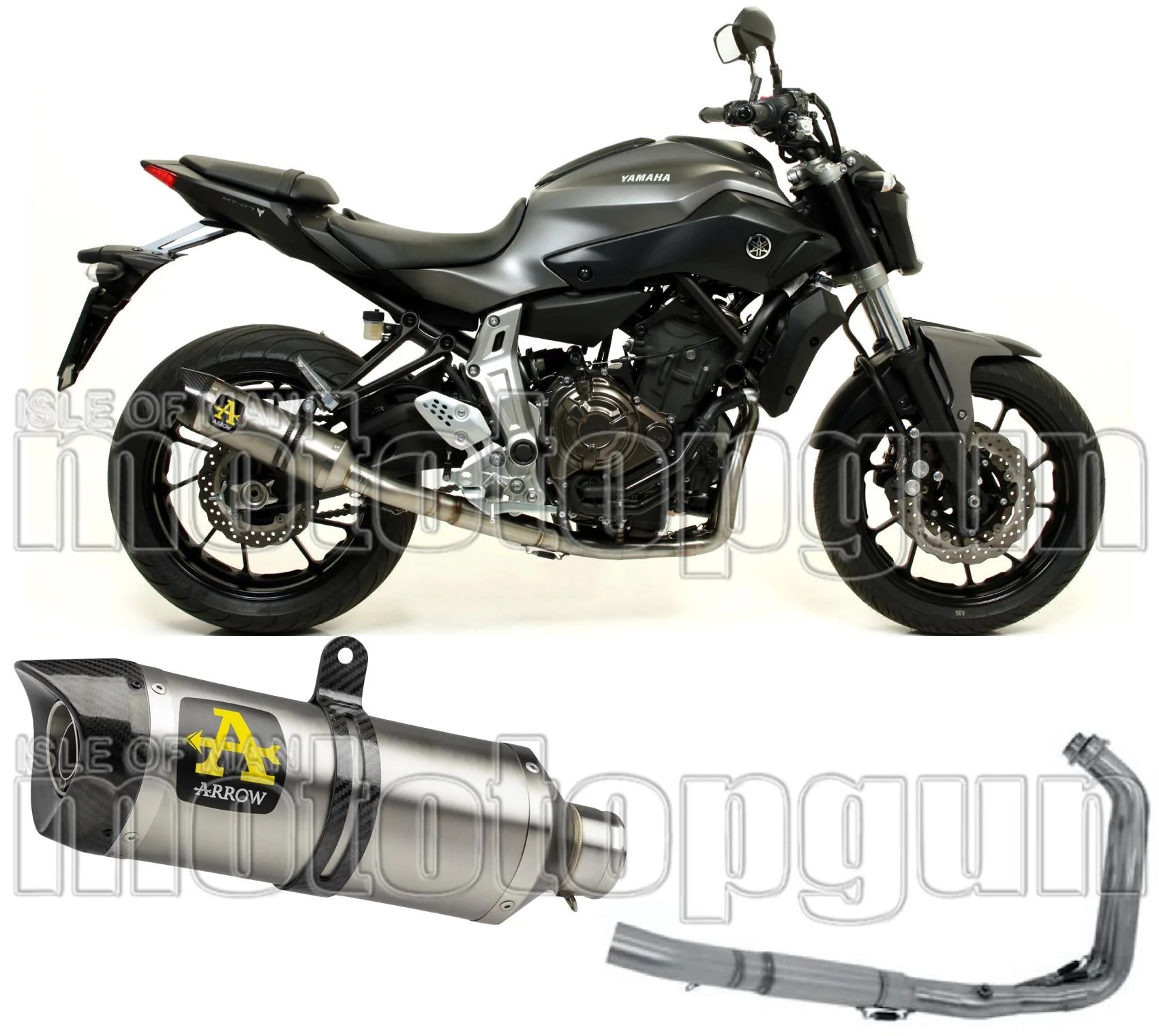 Complete Catalytic Exhaust System With Sound Certification Thunder Titanium Carbon - Arrow Special Parts Compatible With Yamaha Mt-07 (2014-2020)