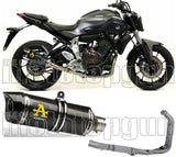Complete Catalytic Exhaust System With Sound Certification Thunder Carbon Carbon - Arrow Special Parts Compatible With Yamaha Mt-07 (2014-2020)