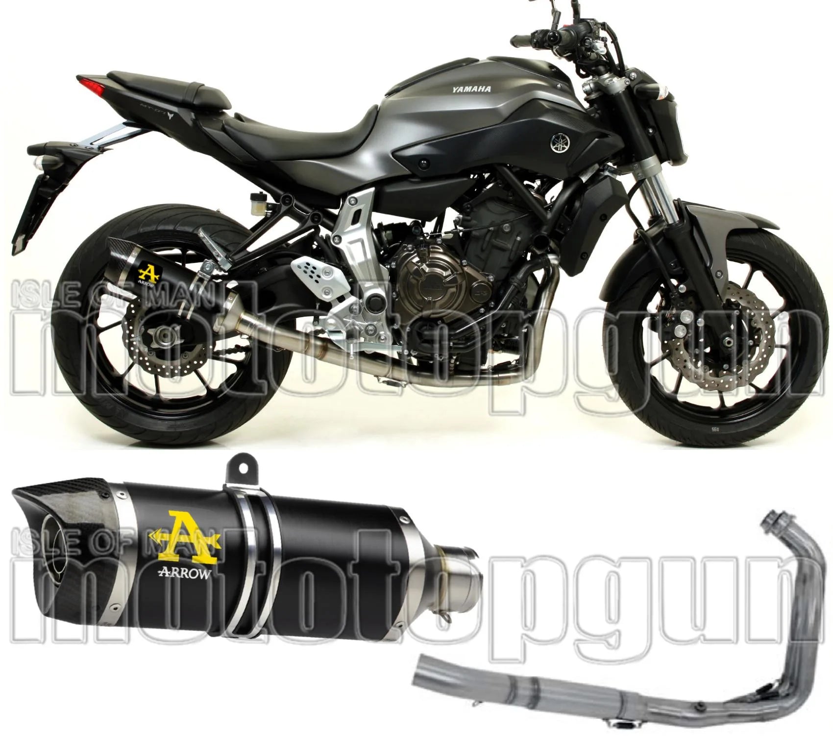Complete Catalytic Exhaust System With Sound Certification Thunder Black Aluminium Carbon - Arrow Special Parts Compatible With Yamaha Tracer 7 (2021-2024)