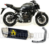 Complete Catalytic Exhaust System With Sound Certification Thunder Black Aluminium Stainless Steel - Arrow Special Parts Compatible With Yamaha Tracer 700 (2016-2019)