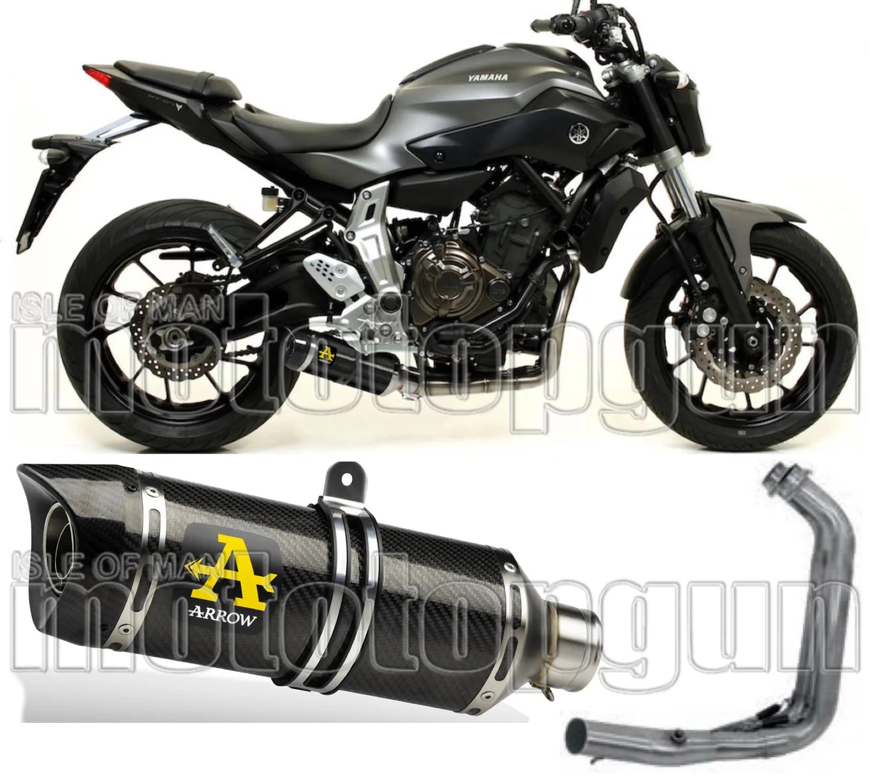 Complete Catalytic Exhaust System With Sound Certification Thunder Carbon Carbon - Arrow Special Parts Compatible With Yamaha Mt-07 (2014-2020)