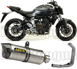 Complete Catalytic Exhaust System With Sound Certification Thunder Aluminium Carbon - Arrow Special Parts Compatible With Yamaha Tracer 7 (2021-2024)