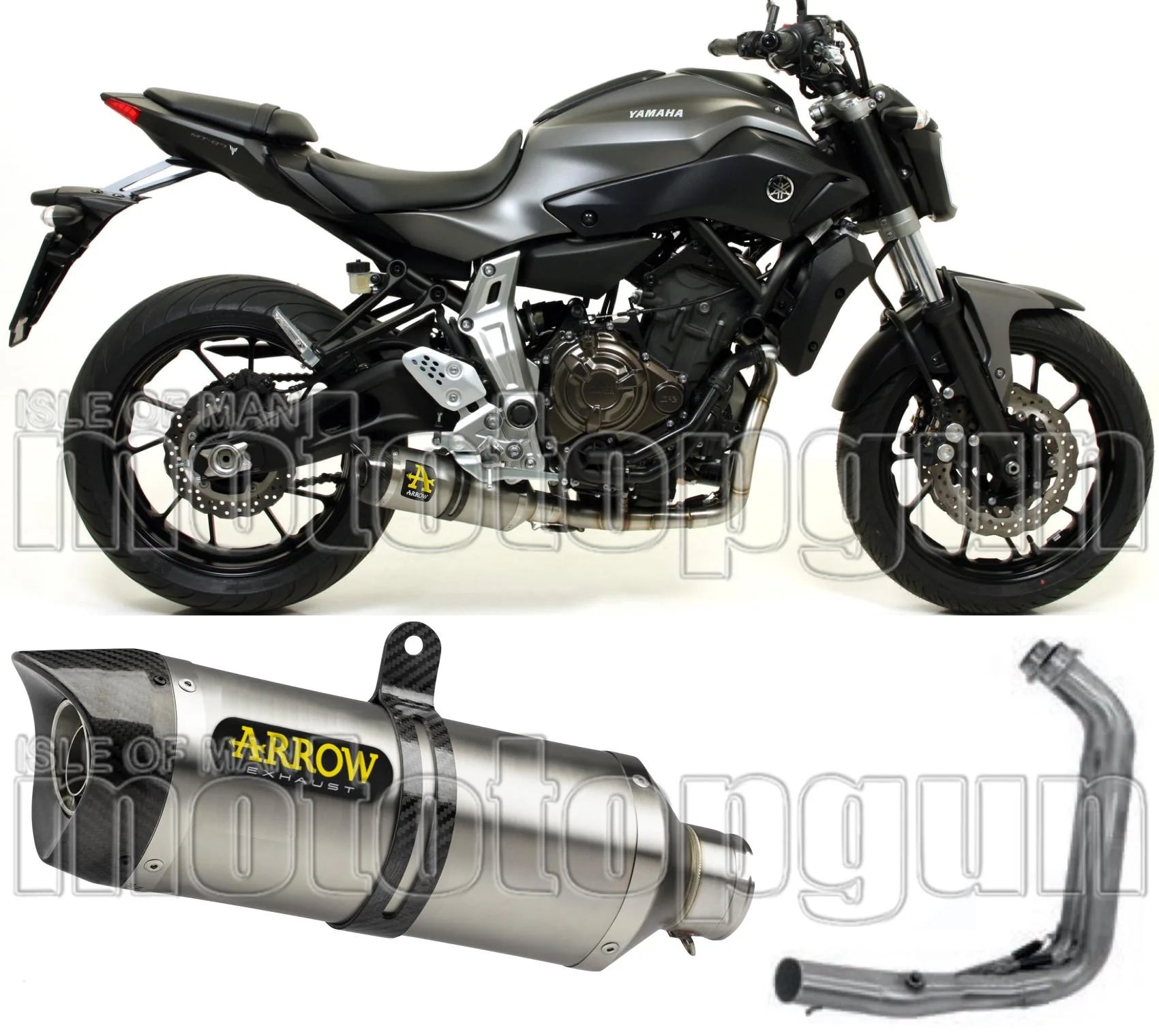 Complete Catalytic Exhaust System With Sound Certification Thunder Aluminium Carbon - Arrow Special Parts Compatible With Yamaha Tracer 700 (2016-2019)