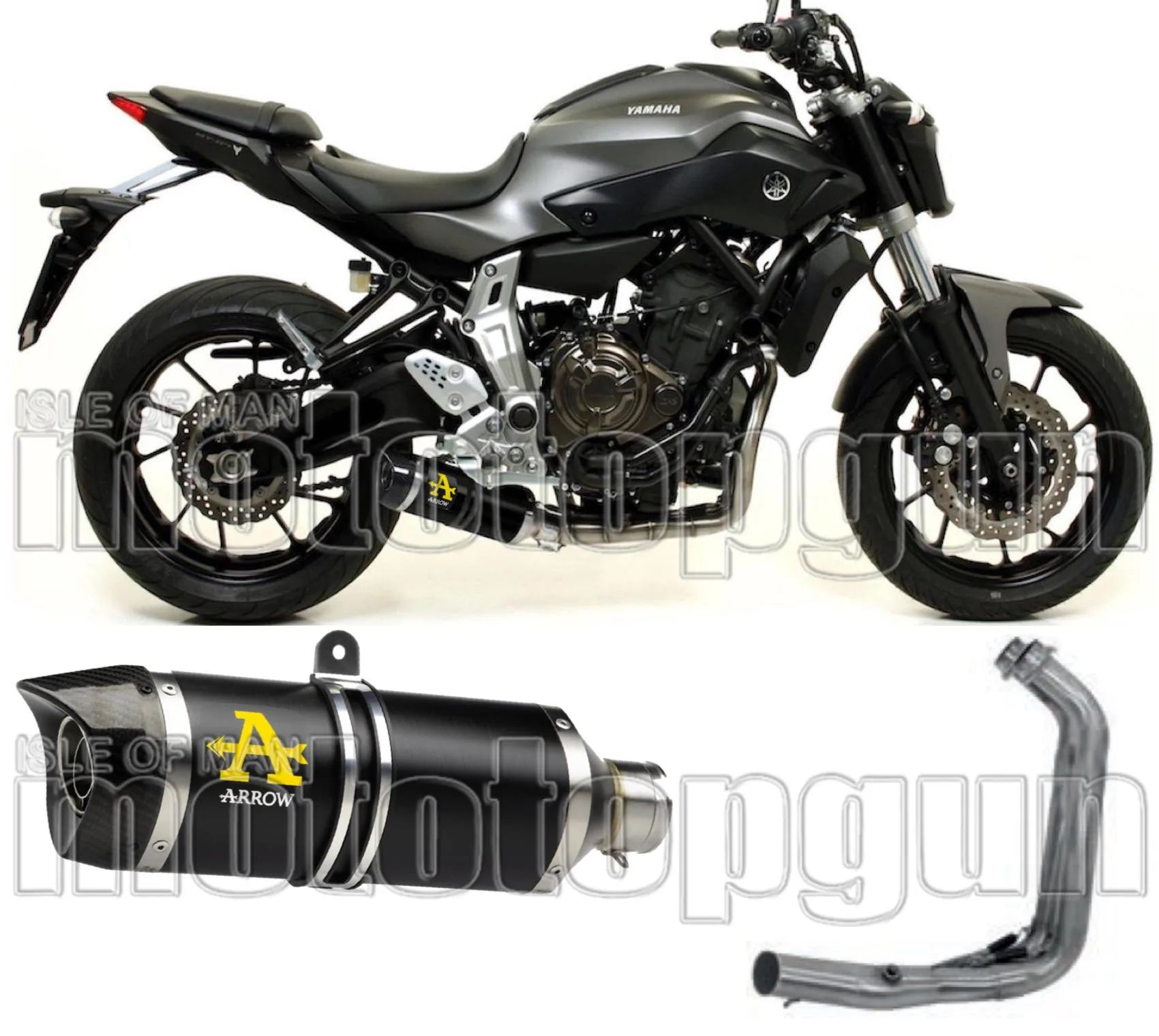 Complete Catalytic Exhaust System With Sound Certification Thunder Black Aluminium Carbon - Arrow Special Parts Compatible With Yamaha Tracer 700 (2016-2019)