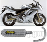 Complete Non-Catalytic Exhaust System With Sound Certification Maxi Race-Tech Aluminium Stainless Steel - Arrow Special Parts Compatible With Kawasaki Er-6 N (2005-2011)