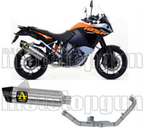 Complete Non-Catalytic Exhaust System With Sound Certification Maxi Race-Tech Aluminium Carbon - Arrow Special Parts Compatible With Ktm 1050 Adventure (2015-2016)