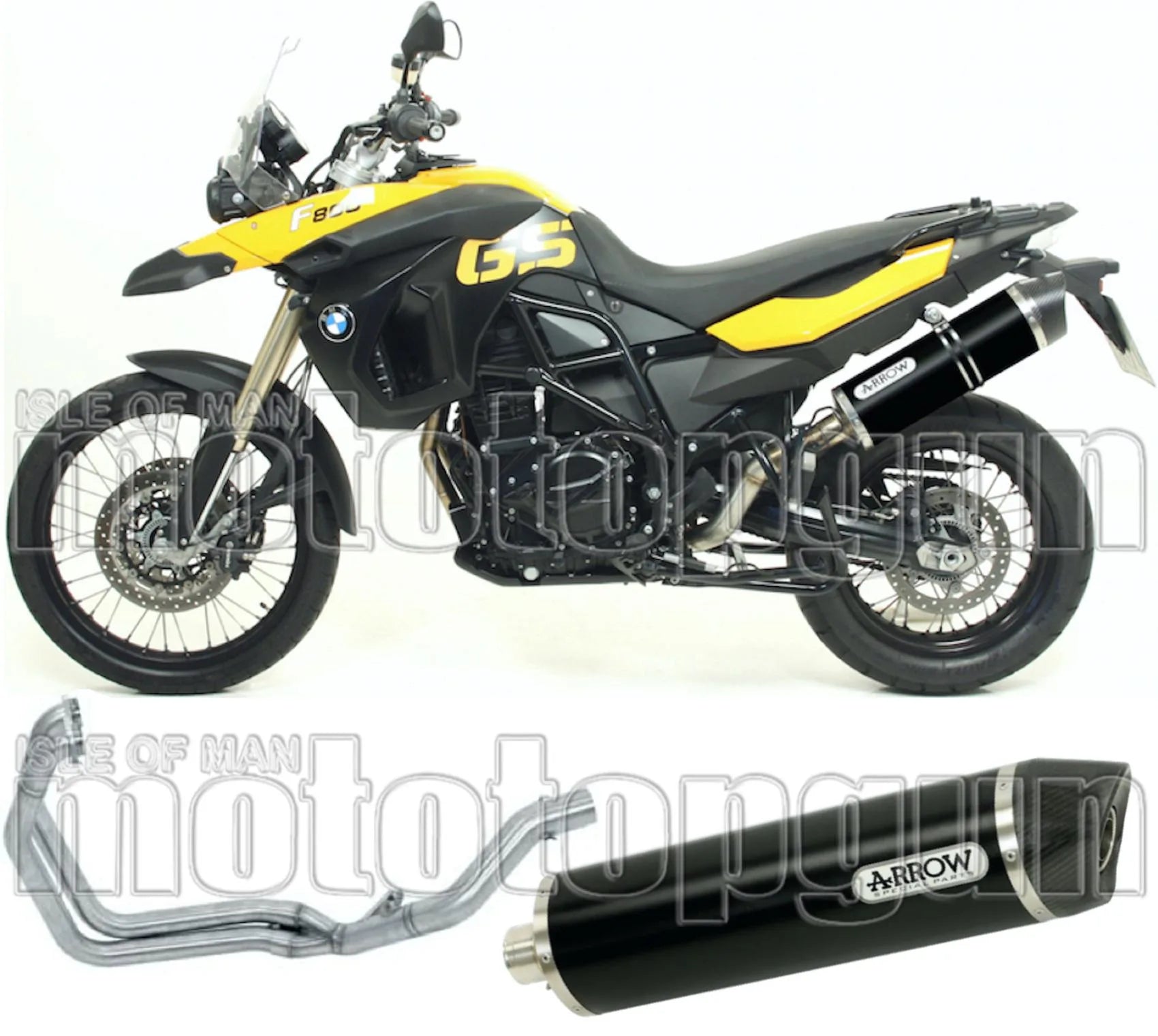 Complete Non-Catalytic Exhaust System With Sound Certification Maxi Race-Tech Black Aluminium Carbon - Arrow Special Parts Compatible With Bmw F 800 Gs (2008-2016)