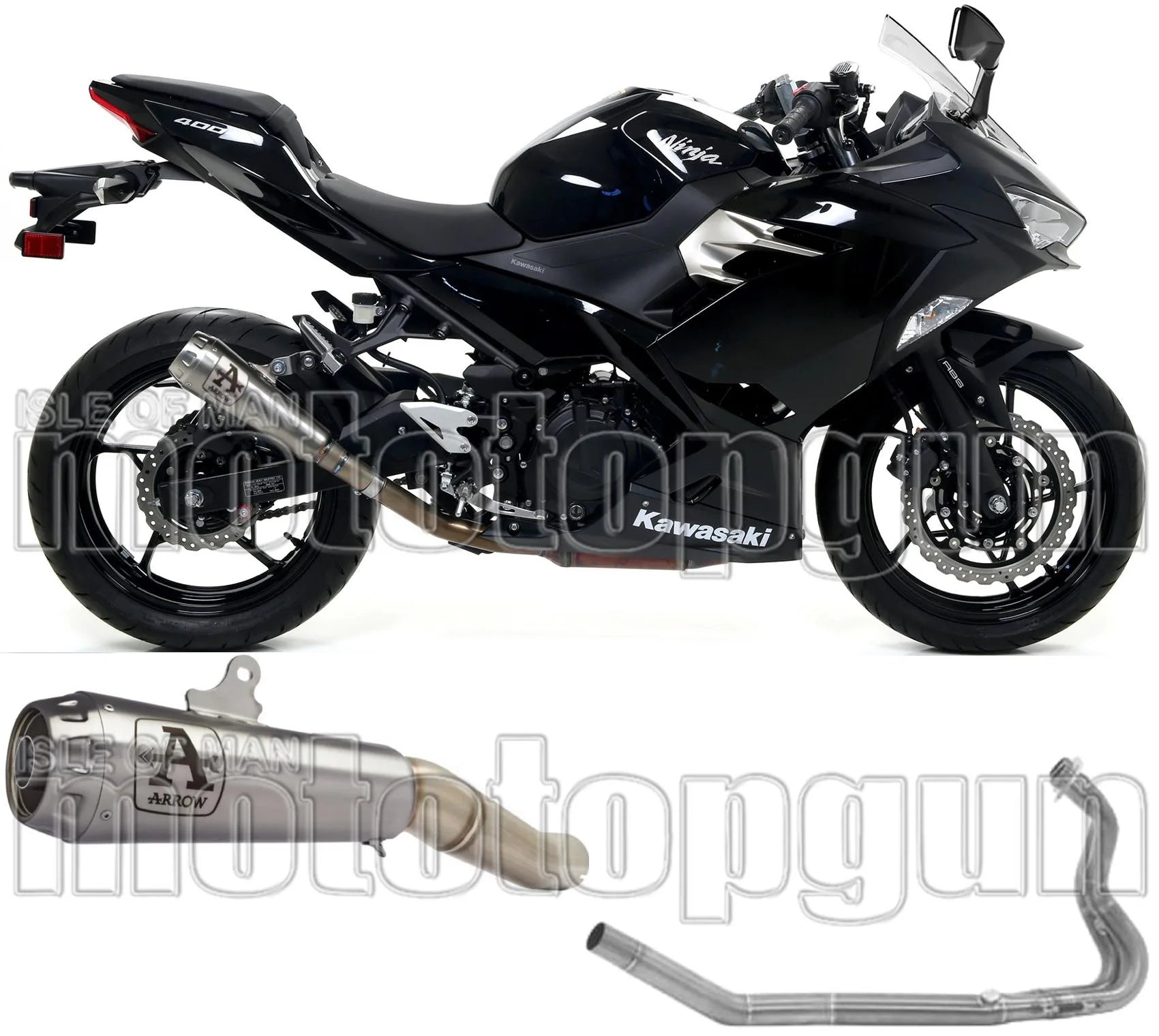 Complete Non-Catalytic Exhaust System With Sound Certification Pro-Race Nichrom Stainless Steel - Arrow Special Parts Compatible With Kawasaki Ninja 400 (2018-2021)