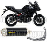 Complete Non-Catalytic Exhaust System With Sound Certification Race-Tech Black Aluminium Stainless Steel - Arrow Special Parts Compatible With Kawasaki Versys 650 (2017-2022)