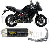 Complete Non-Catalytic Exhaust System With Sound Certification Race-Tech Black Aluminium Stainless Steel - Arrow Special Parts Compatible With Kawasaki Versys 650 (2017-2022)