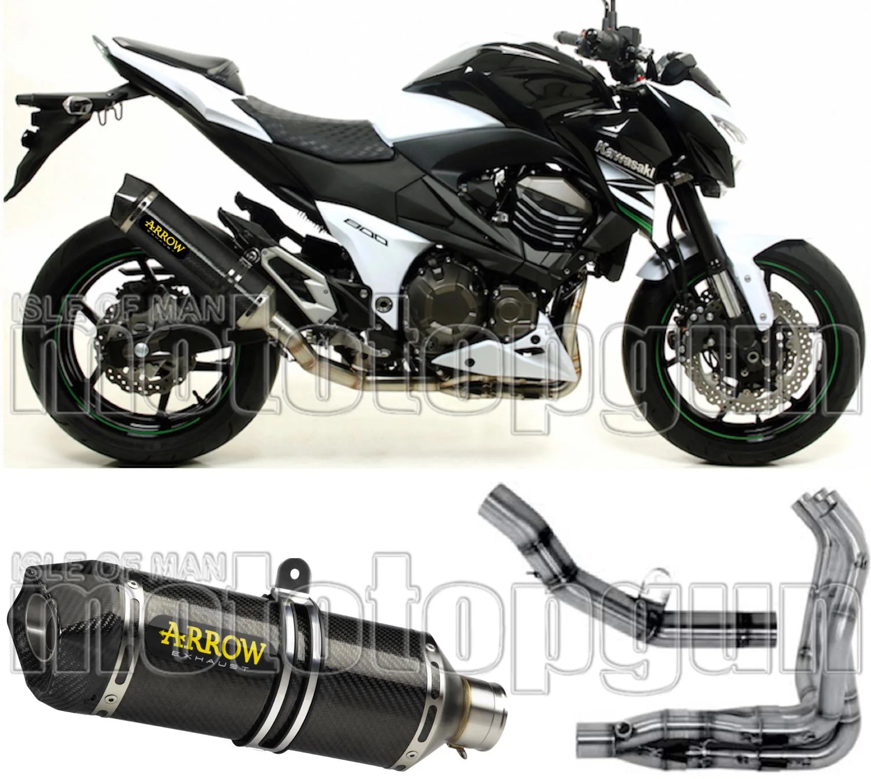 Complete Non-Catalytic Exhaust System With Sound Certification Race-Tech Carbon Carbon - Arrow Special Parts Compatible With Kawasaki Z 800 E (2013-2016)