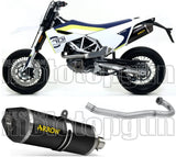 Complete Non-Catalytic Exhaust System With Sound Certification Race-Tech Black Aluminium Carbon - Arrow Special Parts Compatible With Husqvarna 701 Supermoto (2017-2020)