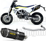 Complete Non-Catalytic Exhaust System With Sound Certification Race-Tech Black Aluminium Carbon - Arrow Special Parts Compatible With Husqvarna 701 Supermoto (2017-2020)