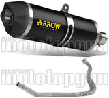Complete Non-Catalytic Exhaust System With Sound Certification Race-Tech Black Aluminium Carbon - Arrow Special Parts Compatible With Kawasaki Z 400 (2019-2020)