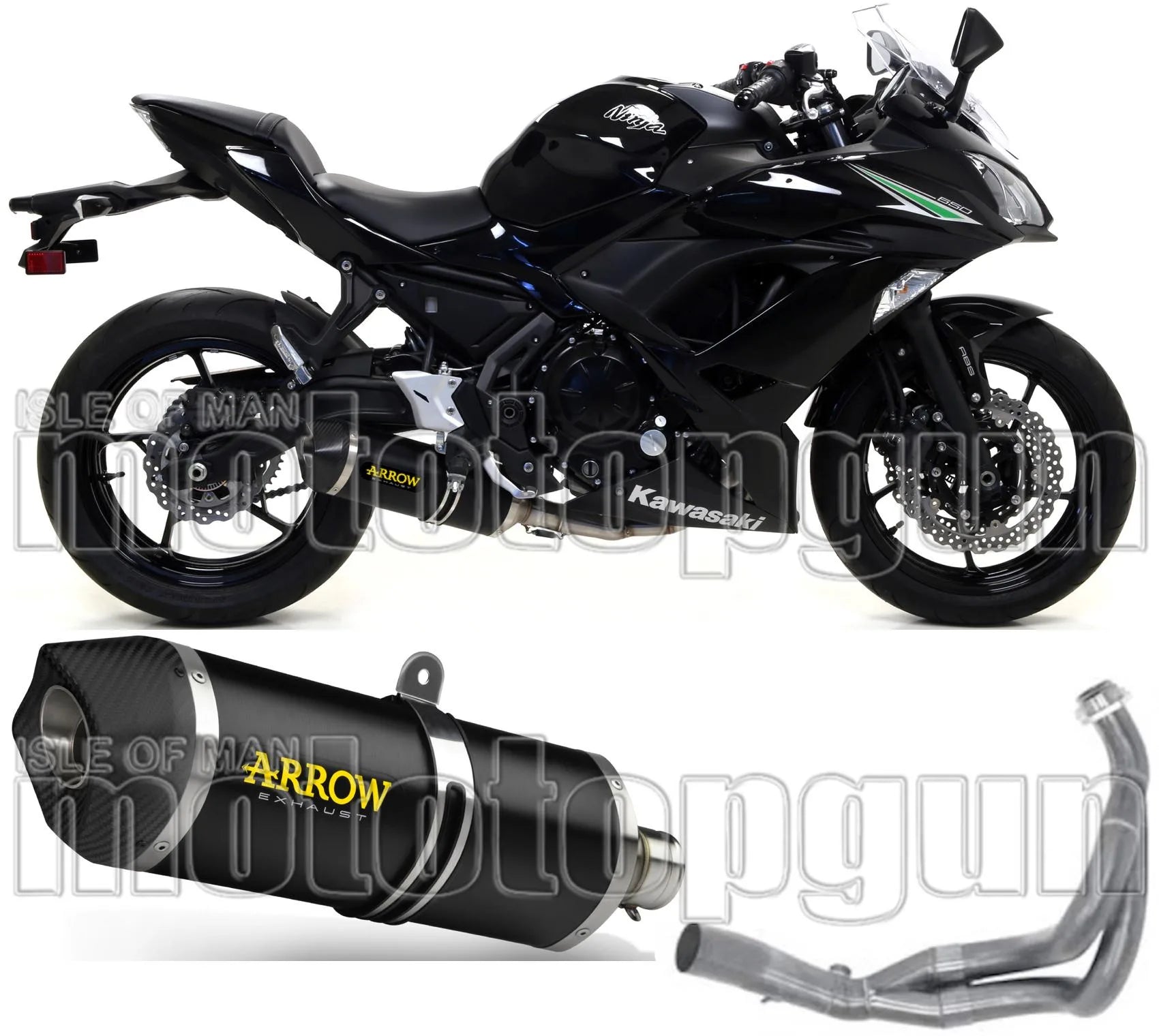 Complete Non-Catalytic Exhaust System With Sound Certification Race-Tech Black Aluminium Carbon - Arrow Special Parts Compatible With Kawasaki Ninja 650 (2017-2020)