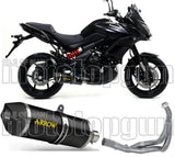 Complete Non-Catalytic Exhaust System With Sound Certification Race-Tech Black Aluminium Carbon - Arrow Special Parts Compatible With Kawasaki Versys 650 (2015-2016)
