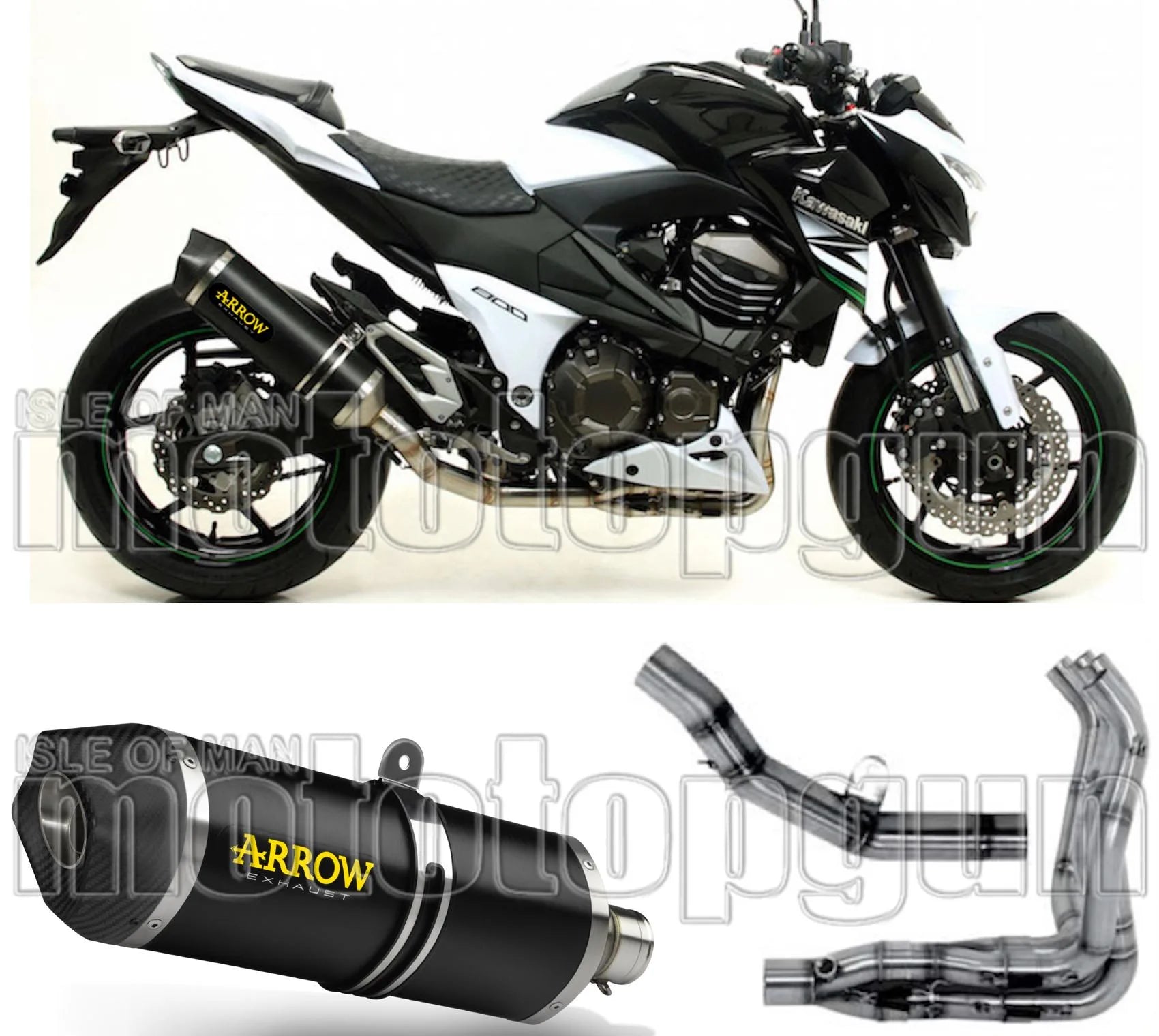 Complete Non-Catalytic Exhaust System With Sound Certification Race-Tech Black Aluminium Carbon - Arrow Special Parts Compatible With Kawasaki Z 800 E (2013-2016)