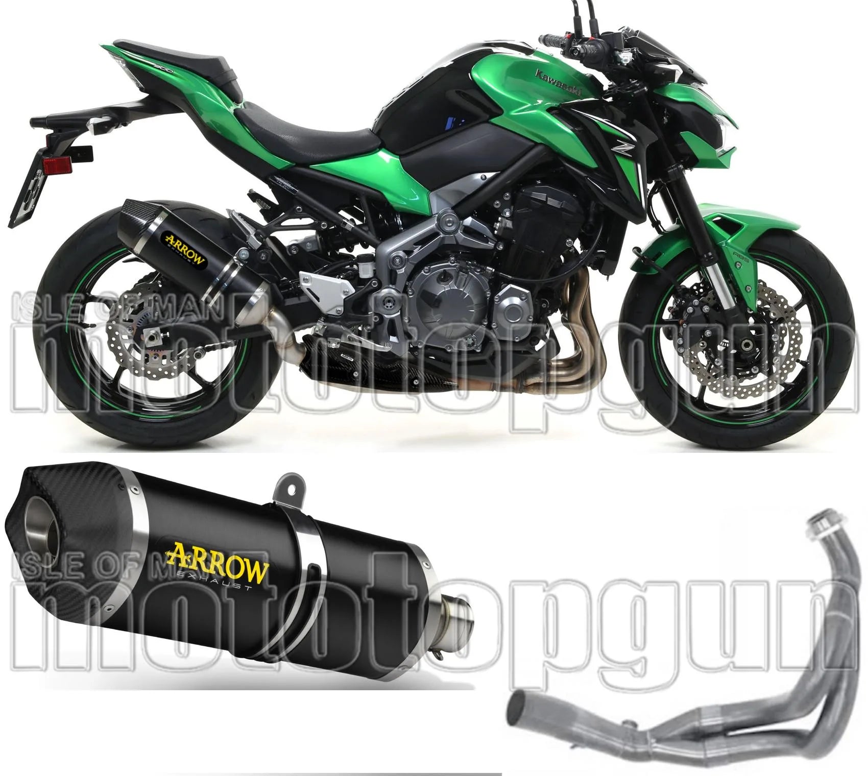 Complete Non-Catalytic Exhaust System With Sound Certification Race-Tech Black Aluminium Carbon - Arrow Special Parts Compatible With Kawasaki Z 900 E (2017-2018)