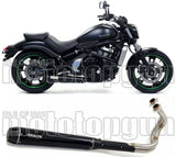 Complete Non-Catalytic Exhaust System With Sound Certification Rebel Black Aluminium Carbon - Arrow Special Parts Compatible With Kawasaki Vulcan 650 S (2017-2020)