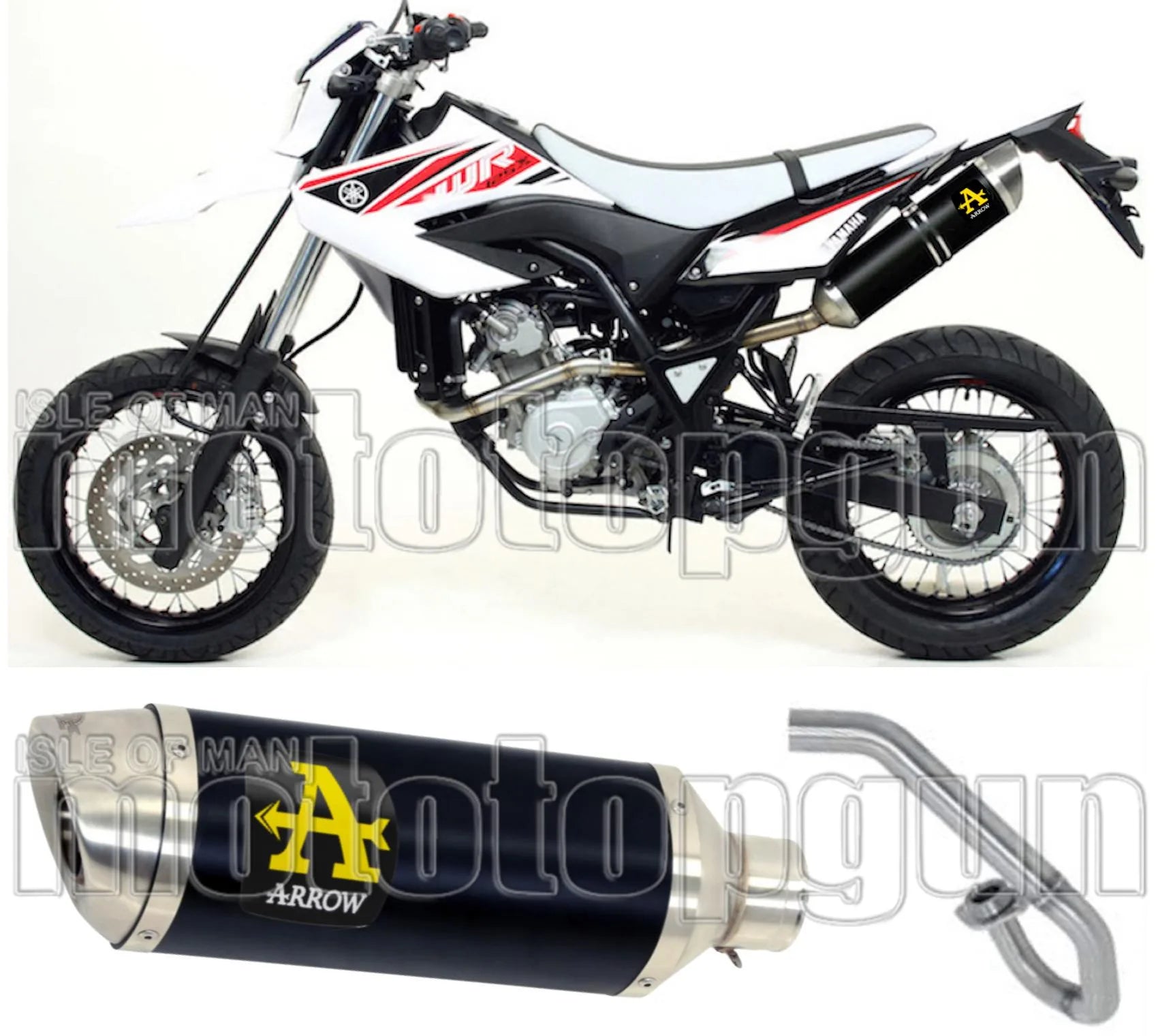 Complete Non-Catalytic Exhaust System With Sound Certification Thunder Black Aluminium Stainless Steel - Arrow Special Parts Compatible With Yamaha Wr 125 X (2009-2016)