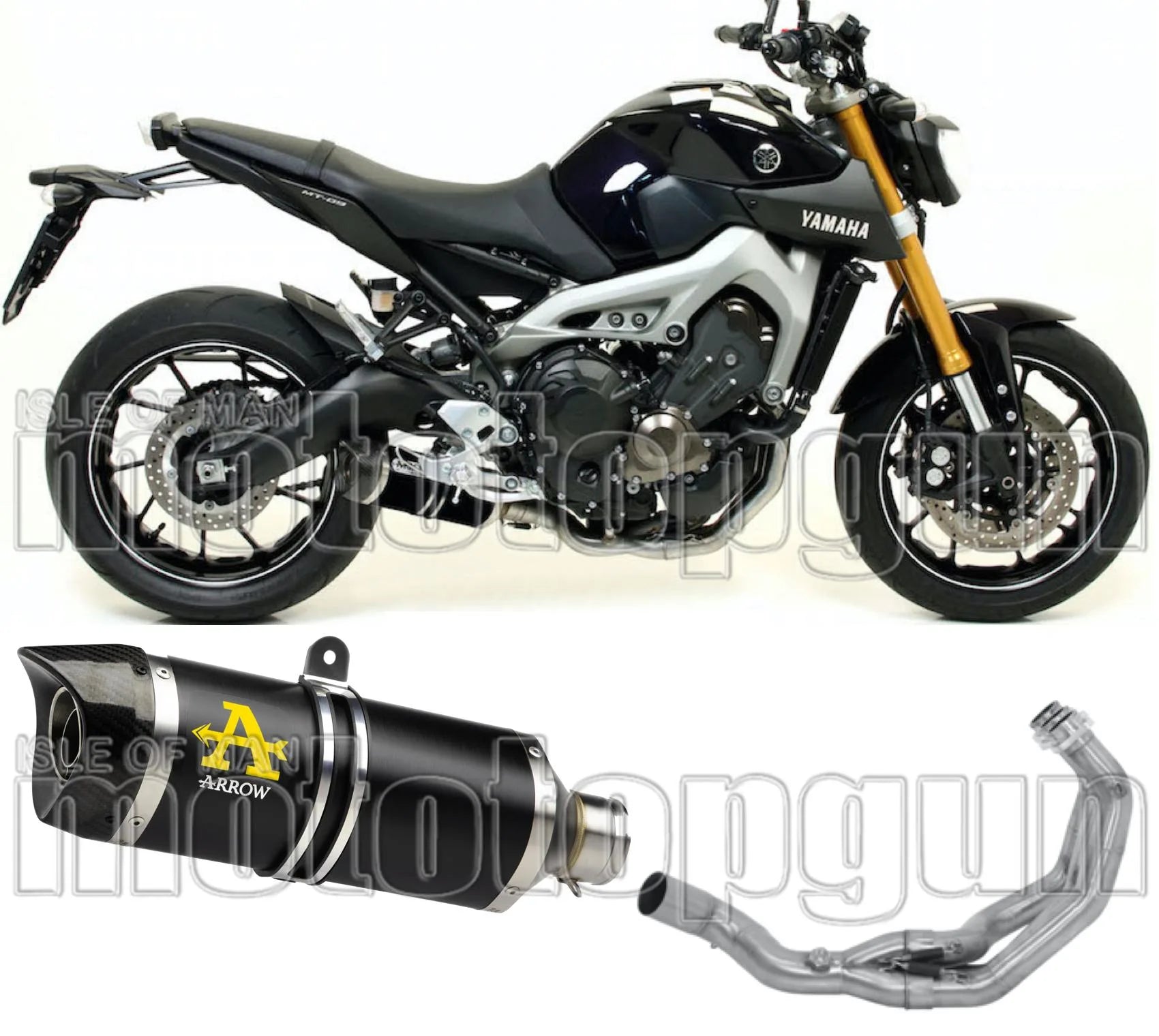 Complete Non-Catalytic Exhaust System With Sound Certification Thunder Black Aluminium Carbon - Arrow Special Parts Compatible With Yamaha Mt-09 Tracer (2015-2020)