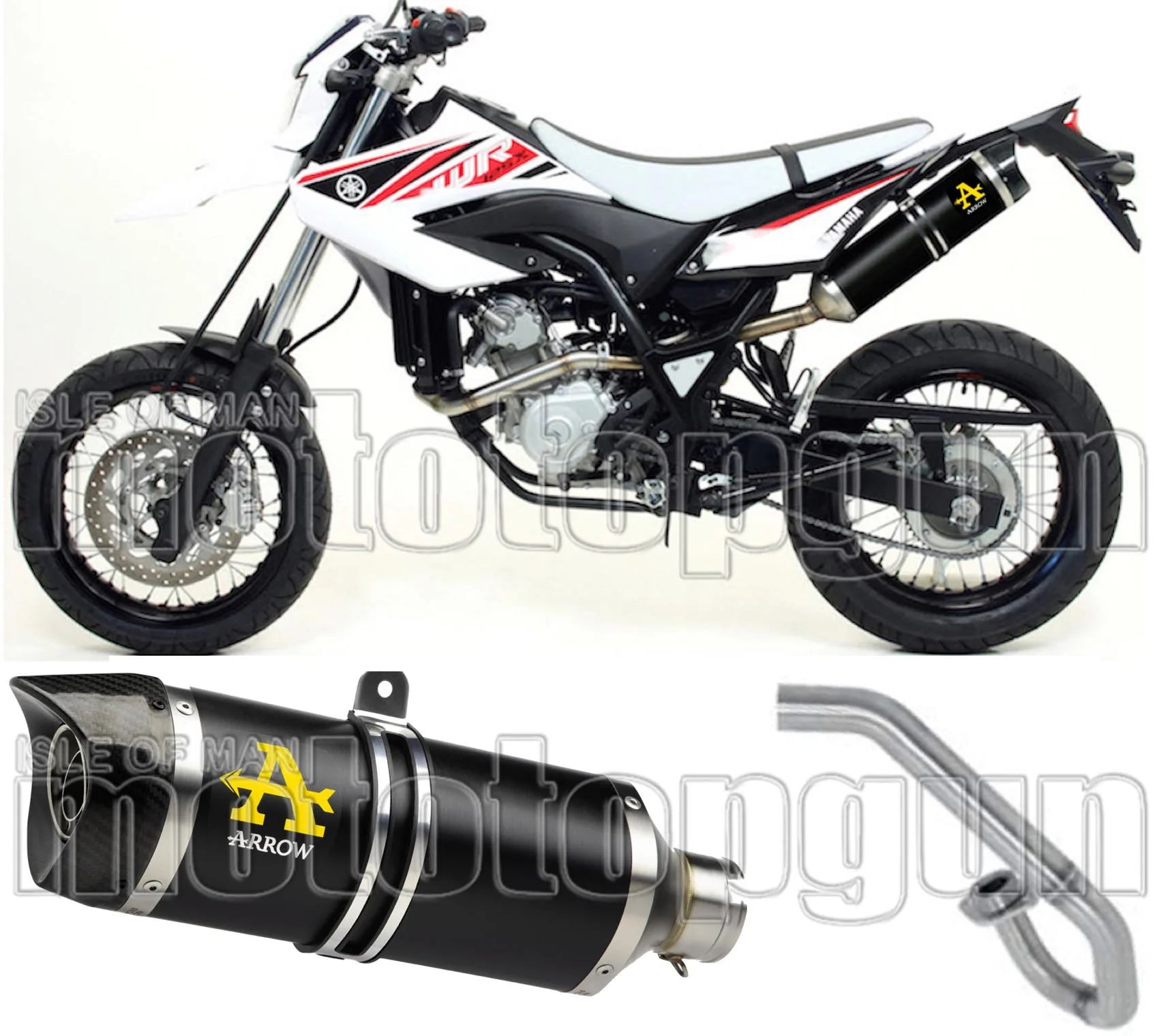 Complete Non-Catalytic Exhaust System With Sound Certification Thunder Black Aluminium Carbon - Arrow Special Parts Compatible With Yamaha Wr 125 R (2009-2016)