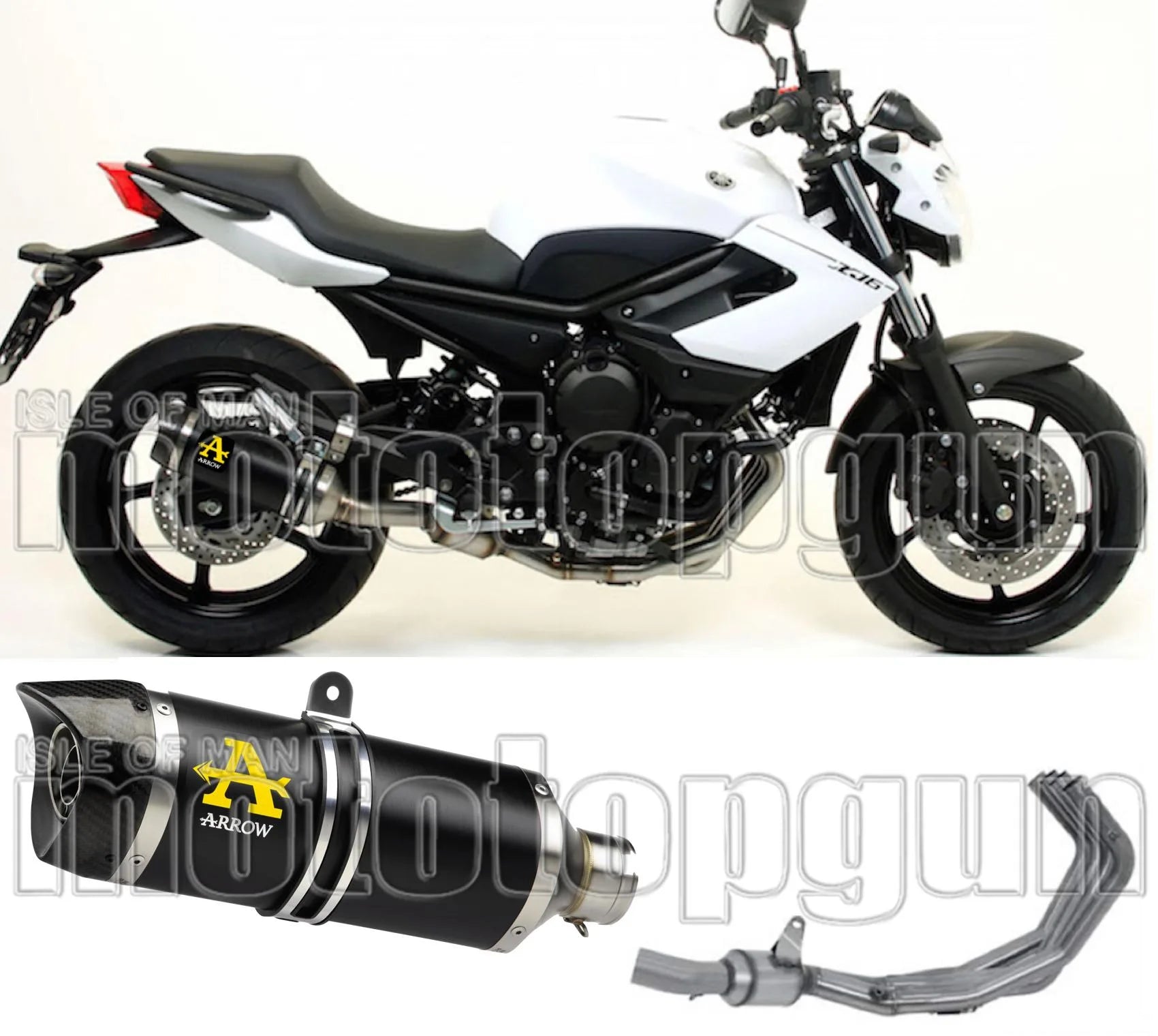 Complete Non-Catalytic Exhaust System With Sound Certification Thunder Black Aluminium Carbon - Arrow Special Parts Compatible With Yamaha Xj6 Diversion (2009-2015)