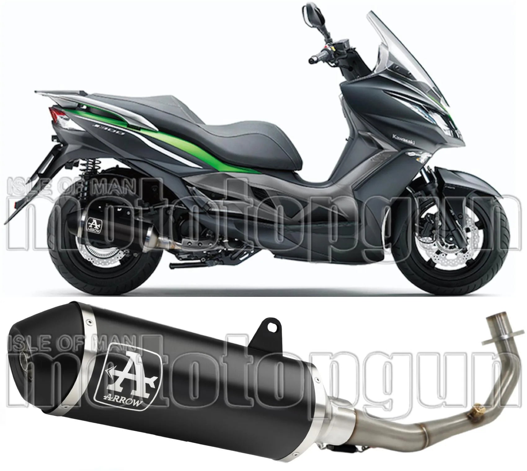 Complete Non-Catalytic Exhaust System With Sound Certification Urban Black Aluminium Stainless Steel Black - Arrow Special Parts Compatible With Kawasaki J 125 (2016)