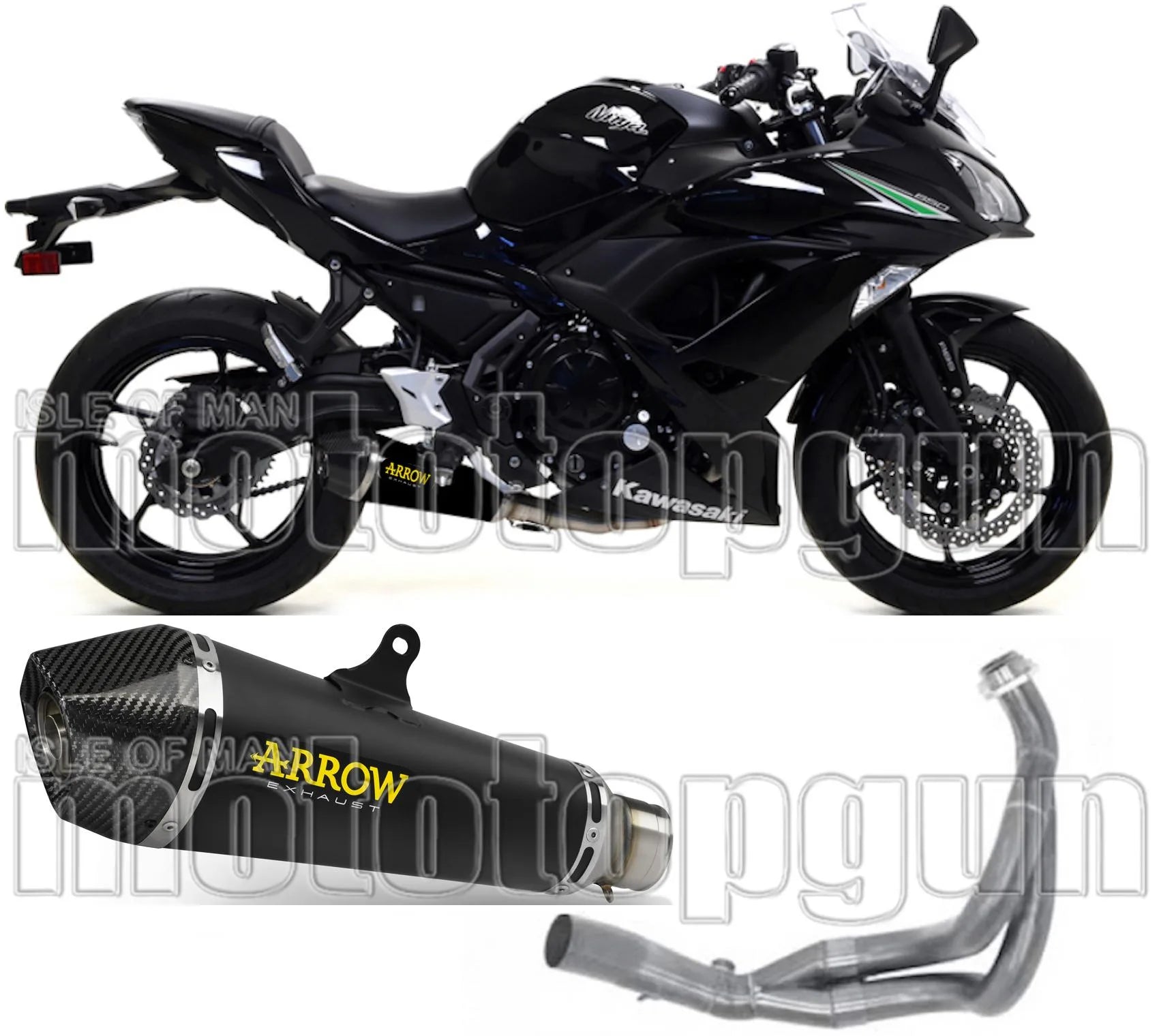 Complete Non-Catalytic Exhaust System With Sound Certification X-Kone Black Nichrom Carbon - Arrow Special Parts Compatible With Kawasaki Ninja 650 (2017-2020)