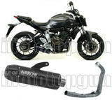 Complete Non-Catalytic Exhaust System With Sound Certification Jet-Race Black Stainless Steel Carbon - Arrow Special Parts Compatible With Yamaha Tracer 700 (2016-2019)