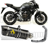 Complete Non-Catalytic Exhaust System With Sound Certification Thunder Carbon Carbon - Arrow Special Parts Compatible With Yamaha Mt-07 (2014-2020)