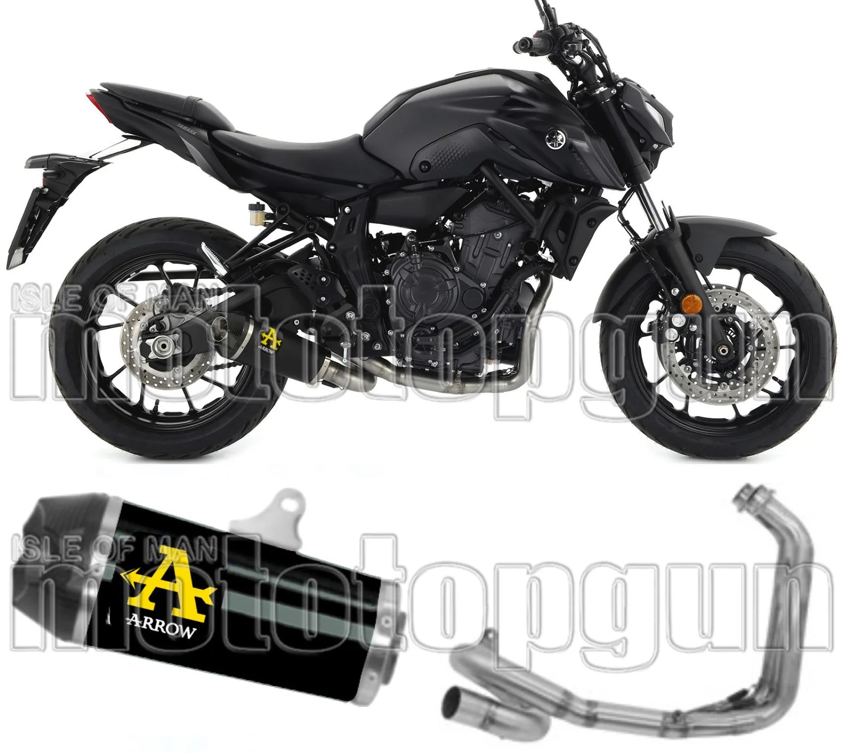 Complete Non-Catalytic Exhaust System With Sound Certification Works Black Nichrom Carbon - Arrow Special Parts Compatible With Yamaha Tracer 700 (2020)