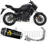 Complete Non-Catalytic Exhaust System With Sound Certification Works Black Nichrom Carbon - Arrow Special Parts Compatible With Yamaha Mt-07 (2021-2024)