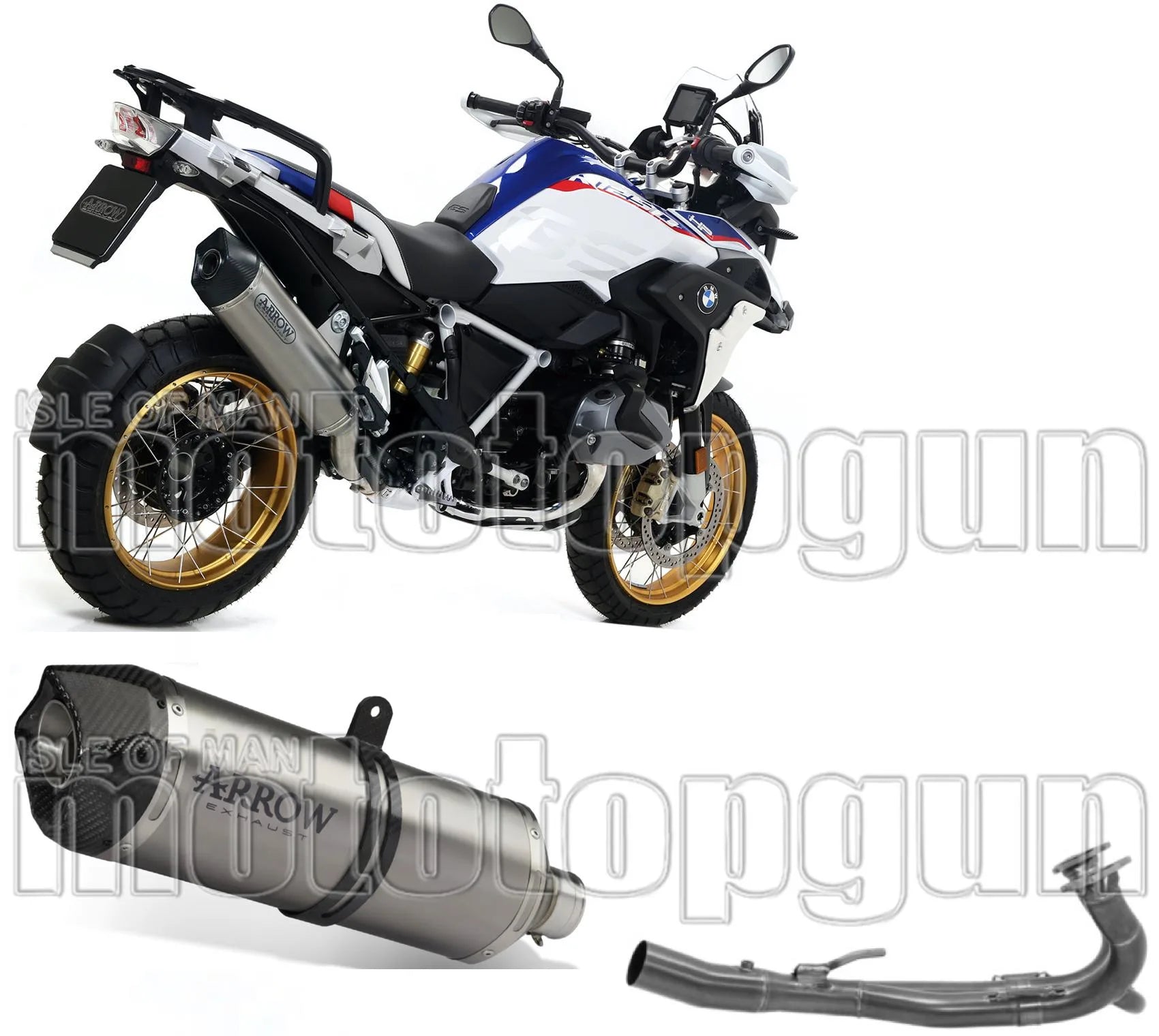 Complete Non-Catalytic Exhaust System With Sound Certification Maxi Race-Tech Aluminium / Titanium Carbon - Arrow Special Parts Compatible With Bmw R 1250 Gs Adventure (2019-2024)