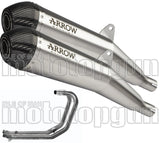 Complete Non-Catalytic Exhaust System With Sound Certification Pro-Racing Nichrom Carbon - Arrow Special Parts Compatible With Triumph Thruxton 1200 R (2017-2020)