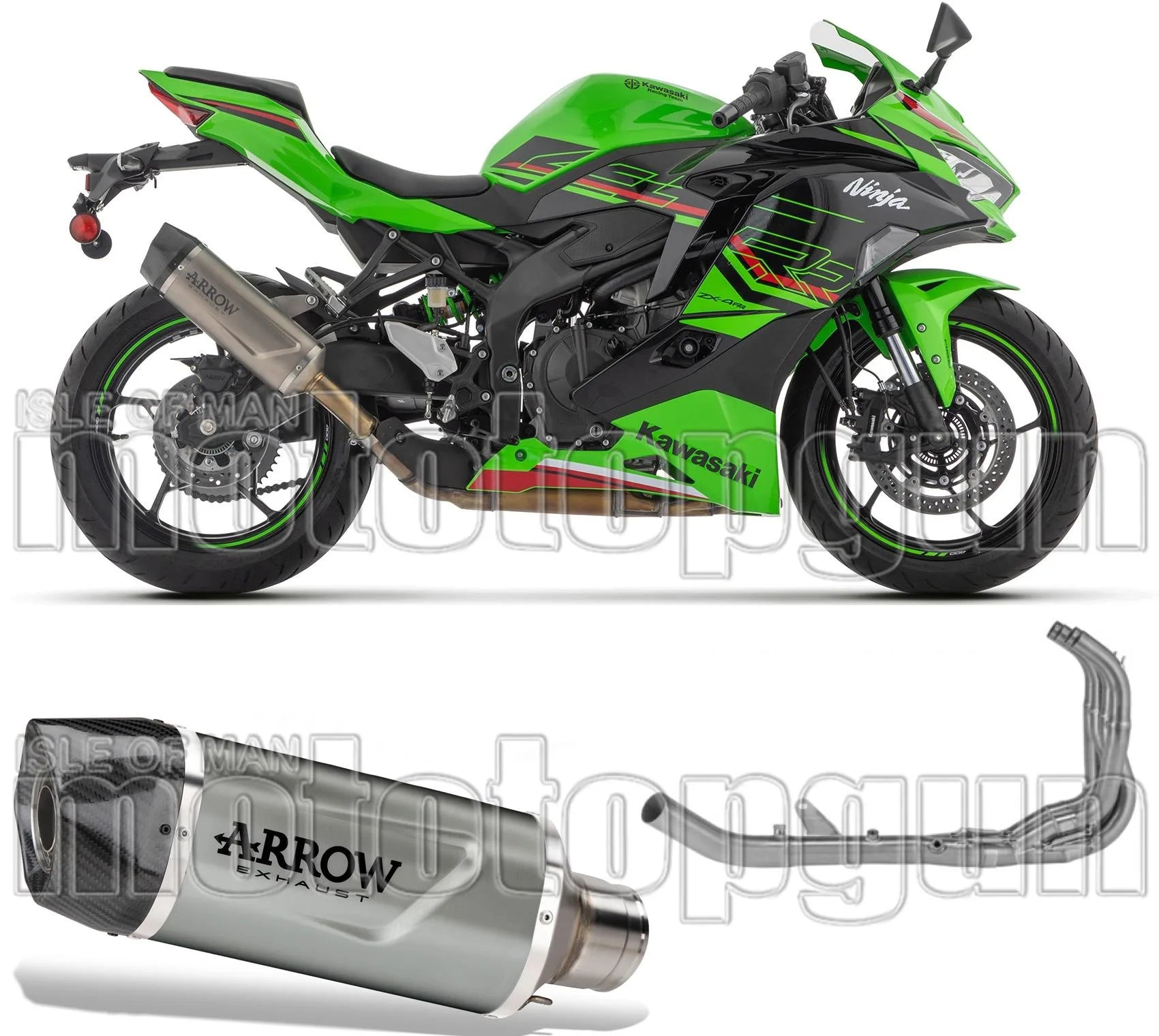 Complete Non-Catalytic Exhaust System With Sound Certification Indy-Race Evo Titanium Carbon - Arrow Special Parts Compatible With Kawasaki Zx 4R (2024-2026)