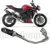 Complete Catalytic Exhaust System With Sound Certification Veloce Black Aluminium Carbon - Arrow Special Parts Compatible With Triumph Street Triple 765 Rs (2023-2024)