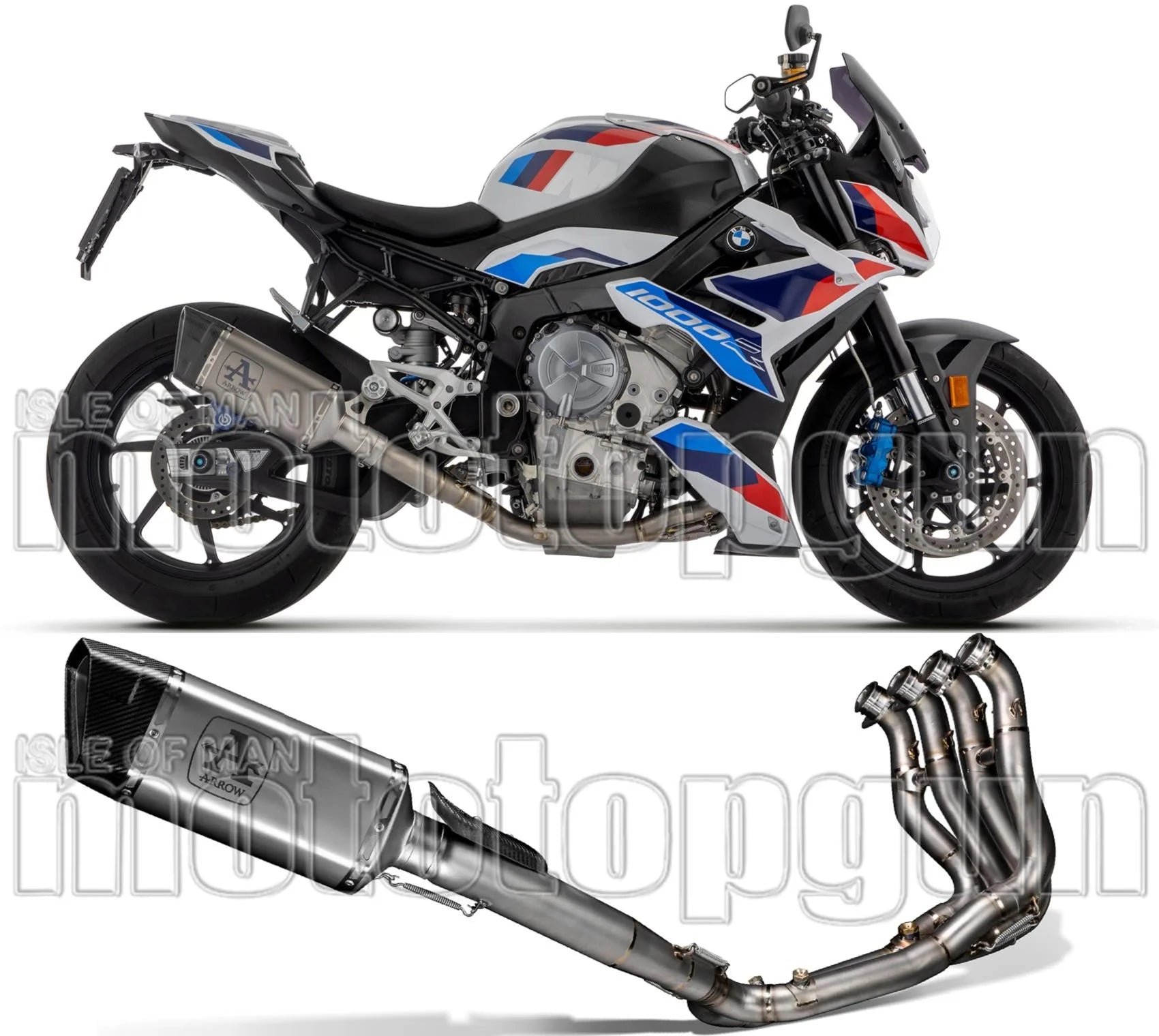 Complete Non-Catalytic Exhaust System With Sound Certification Pista Full Titanium Carbon - Arrow Special Parts Compatible With Bmw S 1000 R (2021-2024)