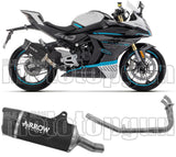 Complete Non-Catalytic Exhaust System With Sound Certification Indy-Race Evo Black Aluminium Carbon - Arrow Special Parts Compatible With Cfmoto 450 Nk (2023-2024)