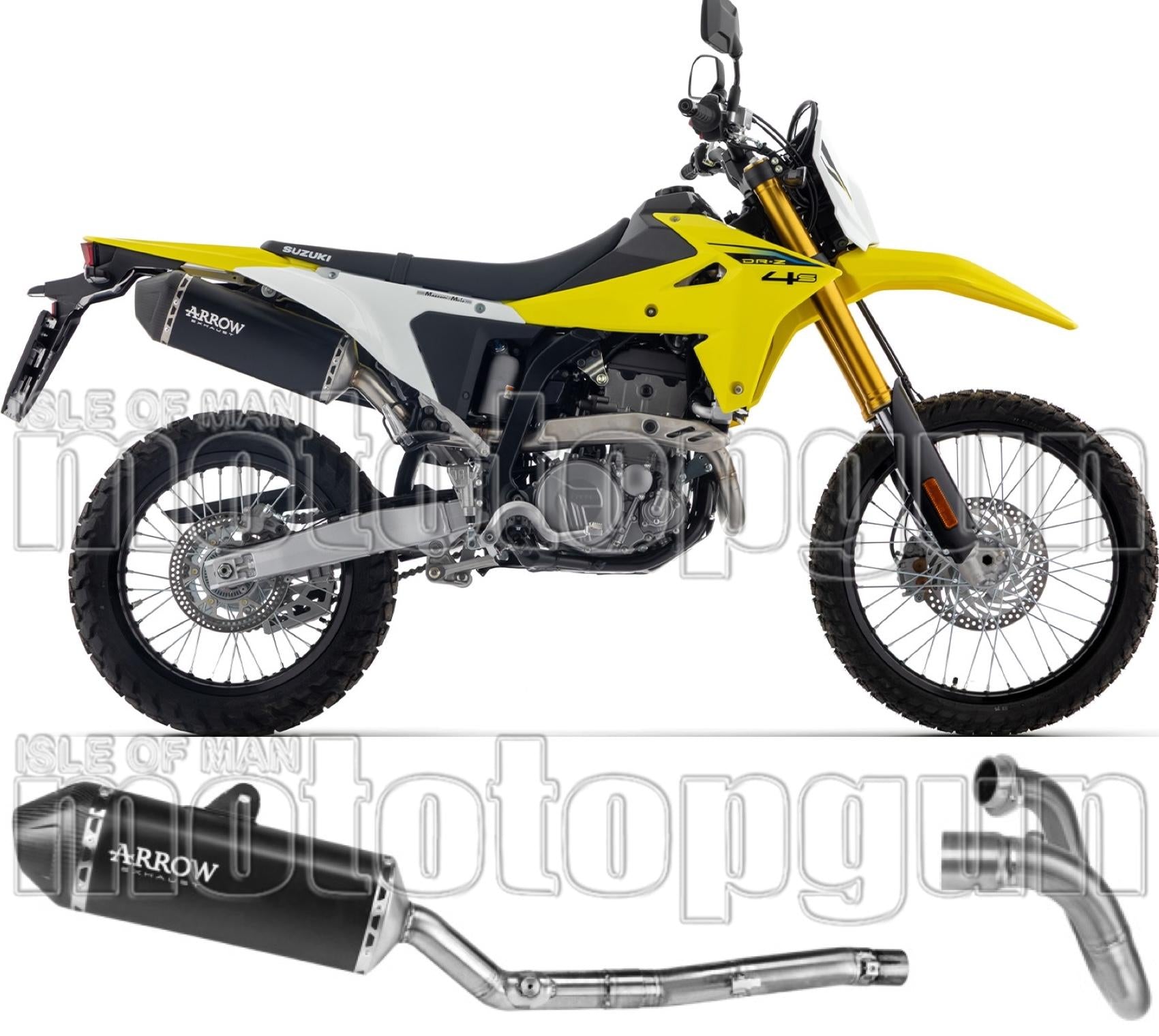 Complete Non-Catalytic Exhaust System With Sound Certification Explorer Black Aluminium Carby End Cap - Arrow Special Parts Compatible With Suzuki Dr-Z4S (2025-2026)