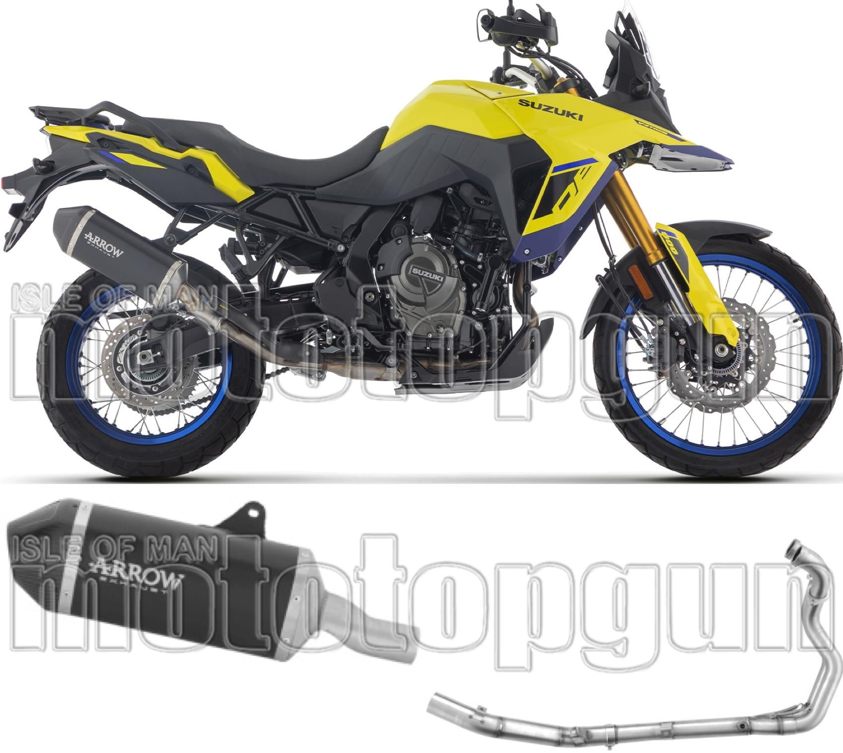 Complete Non-Catalytic Exhaust System With Sound Certification Explorer Black Aluminium Carby End Cap - Arrow Special Parts Compatible With Suzuki V-Strom 800 De (2025-2026)