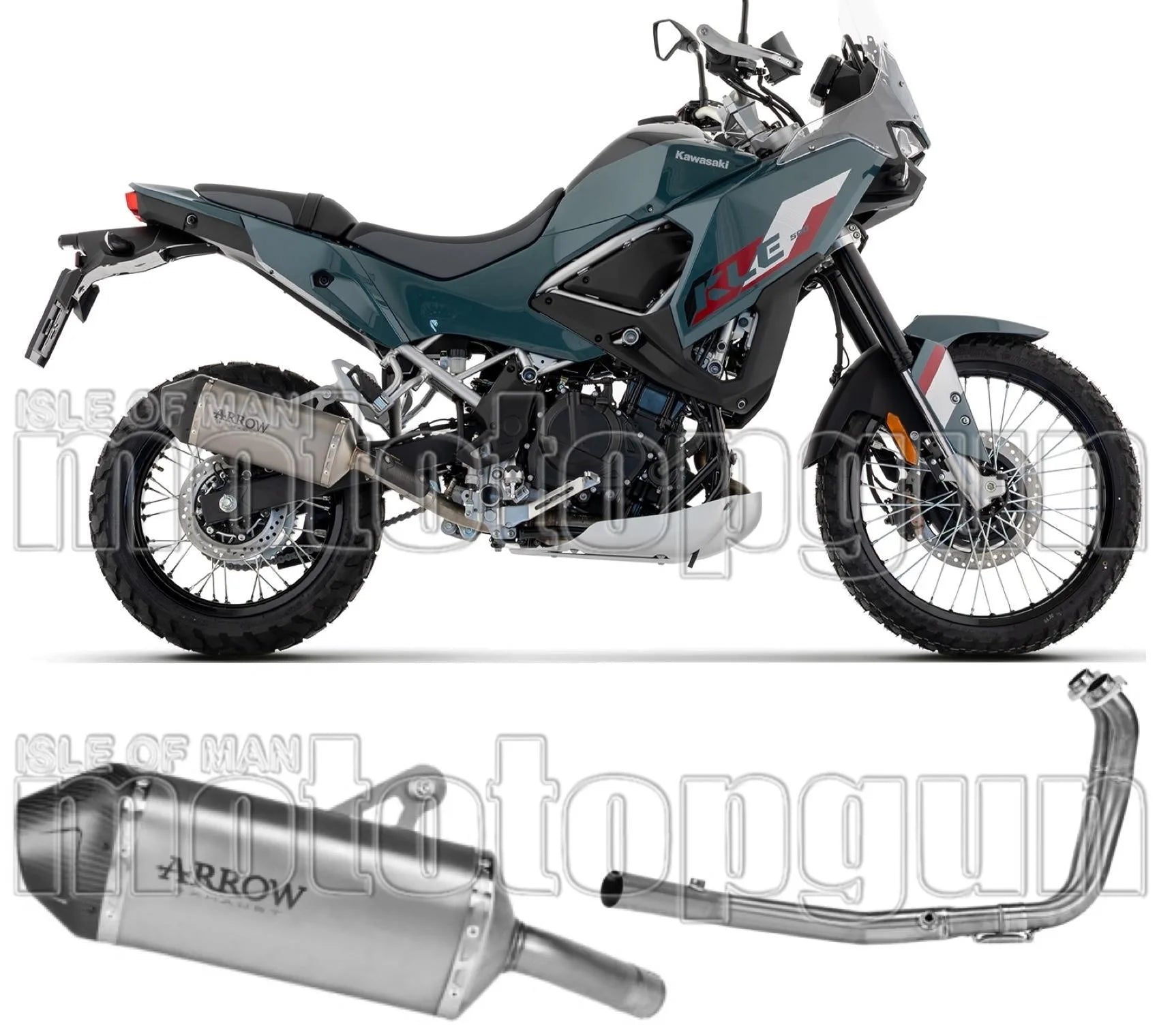 Complete Non-Catalytic Exhaust System With Sound Certification Explorer Titanium Carby End Cap - Arrow Special Parts Compatible With Kawasaki Kle 500 (2026)