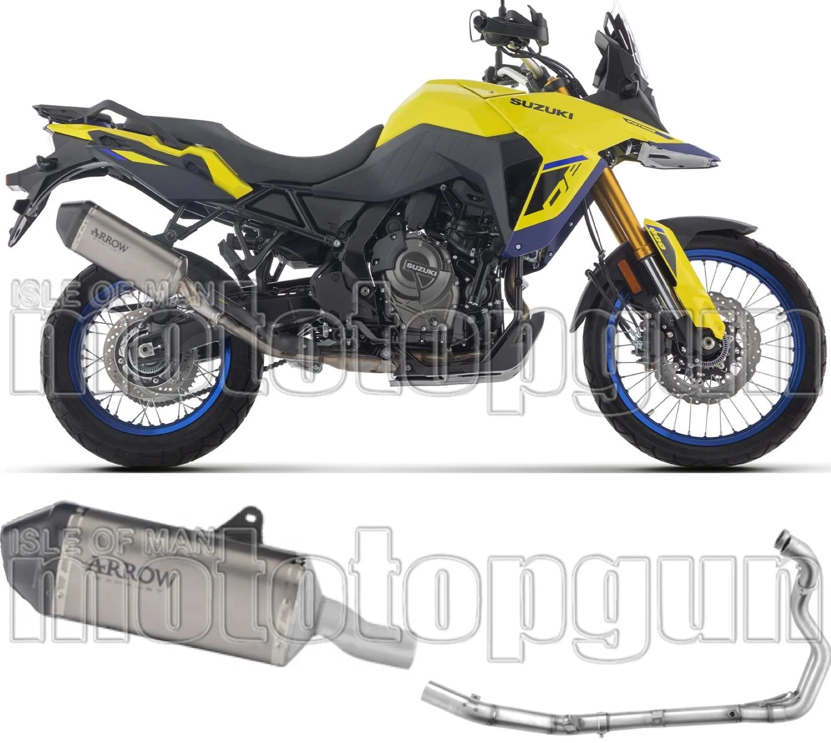 Complete Non-Catalytic Exhaust System With Sound Certification Explorer Titanium Carby End Cap - Arrow Special Parts Compatible With Suzuki V-Strom 800 De (2025-2026)