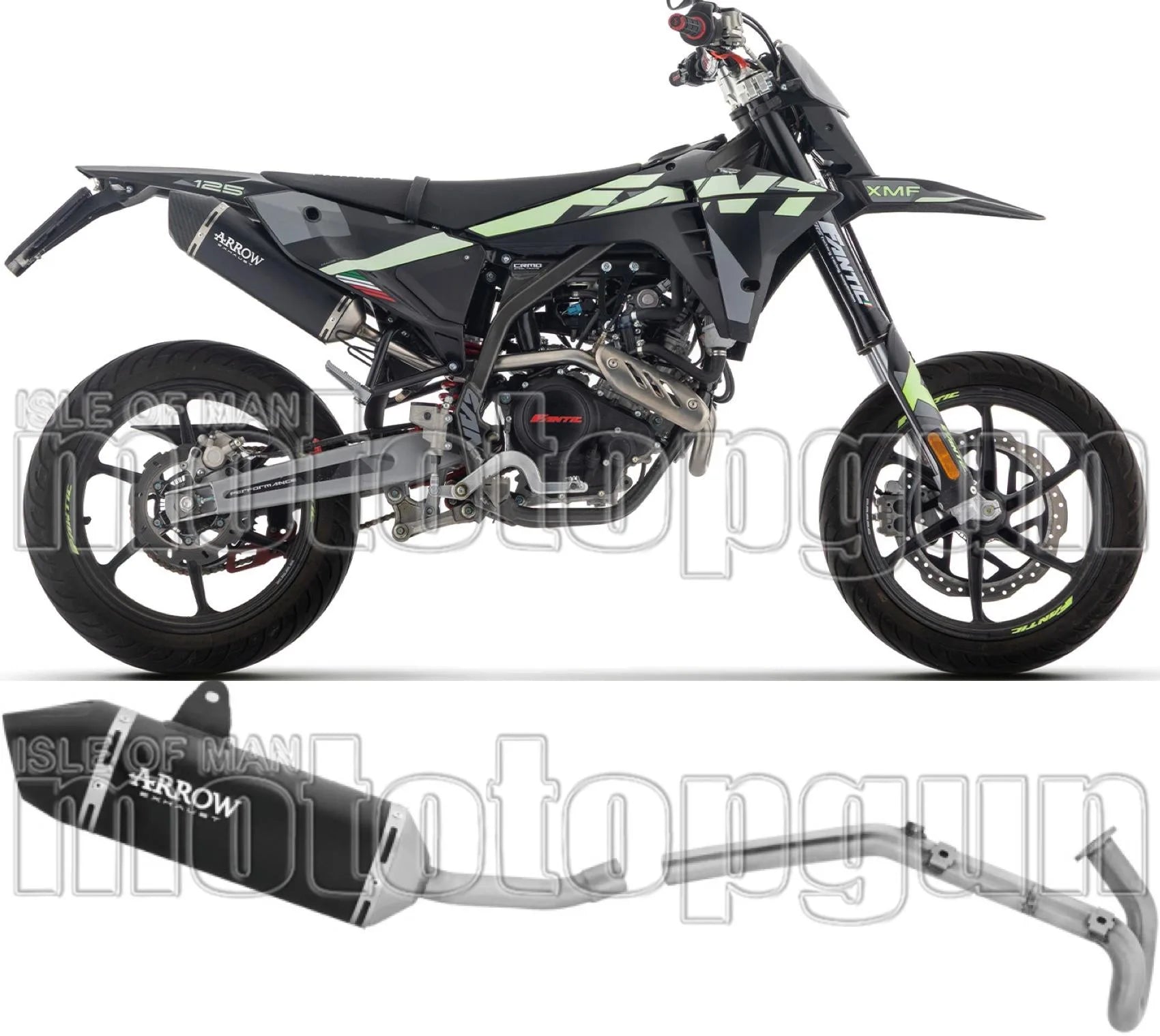 Complete Non-Catalytic Exhaust System With Sound Certification Icon Black Aluminium Carby End Cap - Arrow Special Parts Compatible With Fantic Motor Xef 125 (2025-2026)