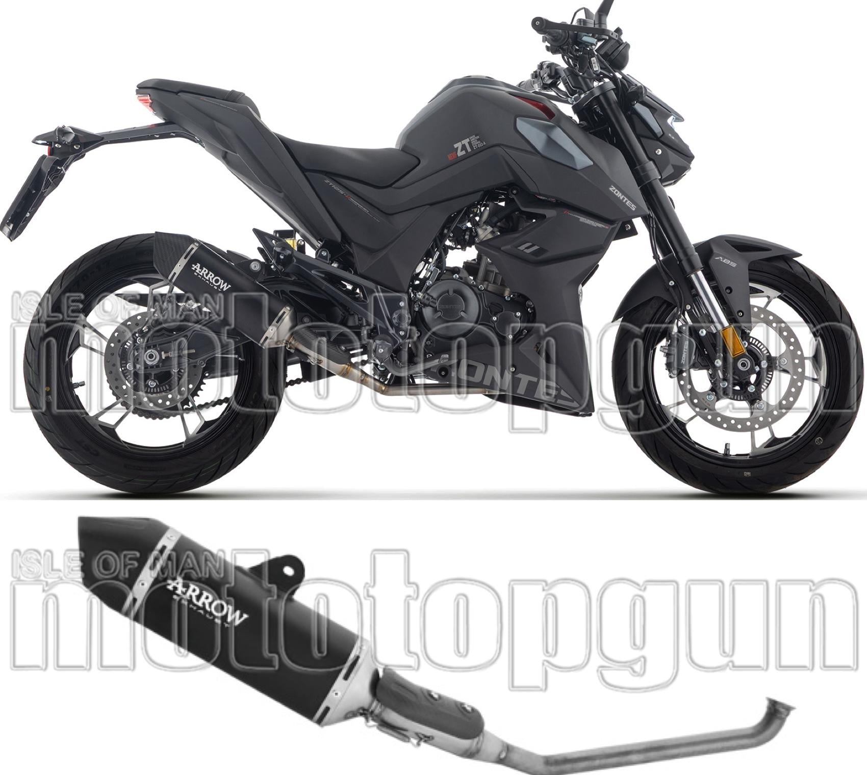 Complete Non-Catalytic Exhaust System With Sound Certification Icon Black Aluminium Carby End Cap - Arrow Special Parts Compatible With Zontes Zt 125 U (2025-2026)