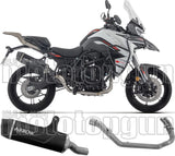 Complete Non-Catalytic Exhaust System With Sound Certification Indy Race Black Aluminium Carby End Cap - Arrow Special Parts Compatible With Benelli Trk 702 - X (2025-2026)