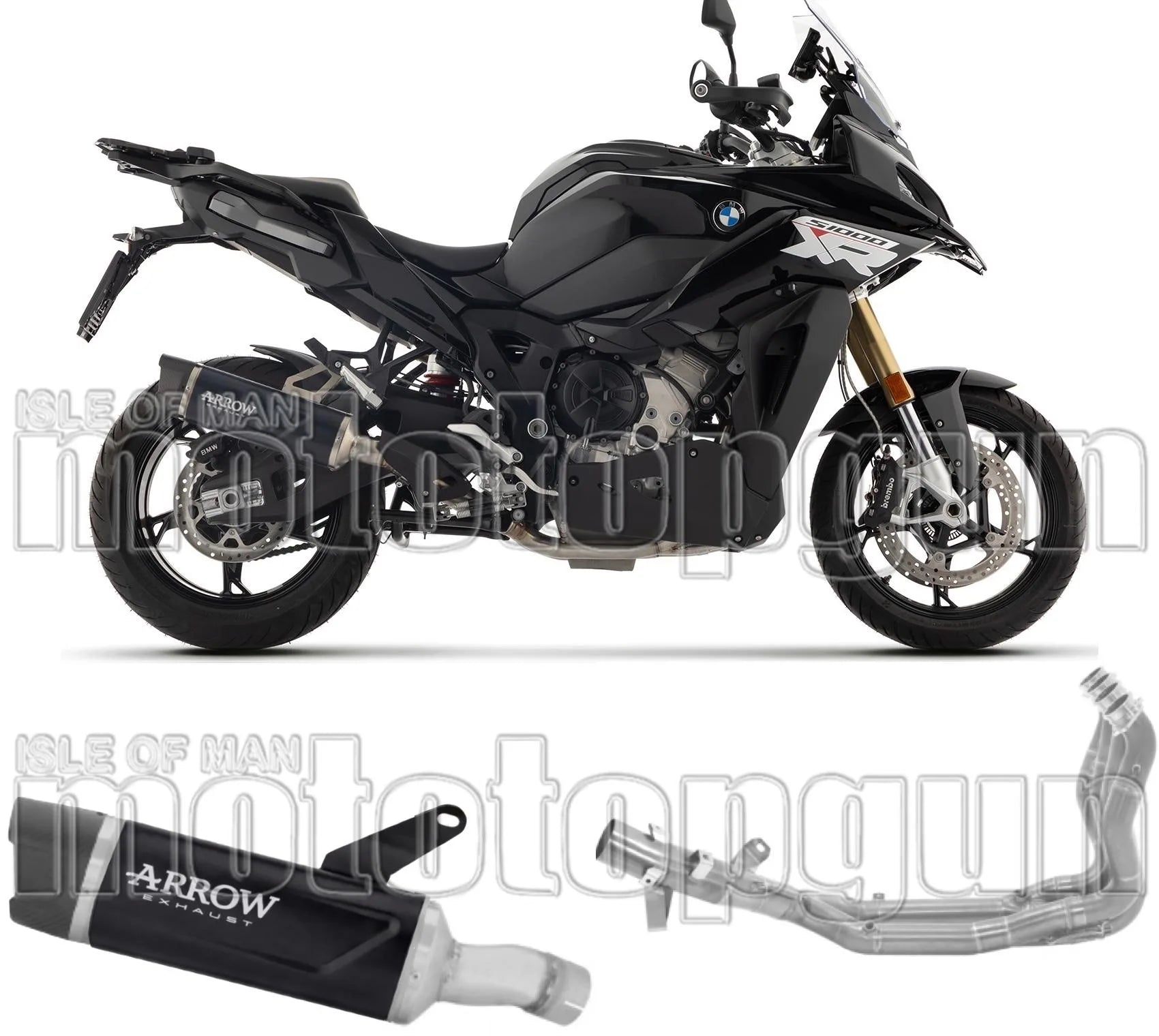 Complete Non-Catalytic Exhaust System With Sound Certification Indy-Race Evo Black Aluminium Carby End Cap - Arrow Special Parts Compatible With Bmw S 1000 Xr (2024-2026)