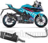 Complete Non-Catalytic Exhaust System With Sound Certification Indy-Race Evo Black Aluminium Carby End Cap - Arrow Special Parts Compatible With Cfmoto 450 Nk (2025-2026)